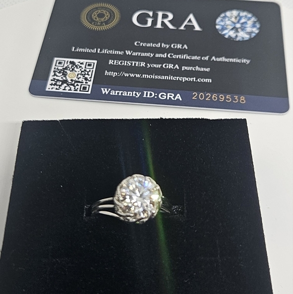 925 Silver 3 Carat Moissanite Wide Ring - Picture 2 of 5